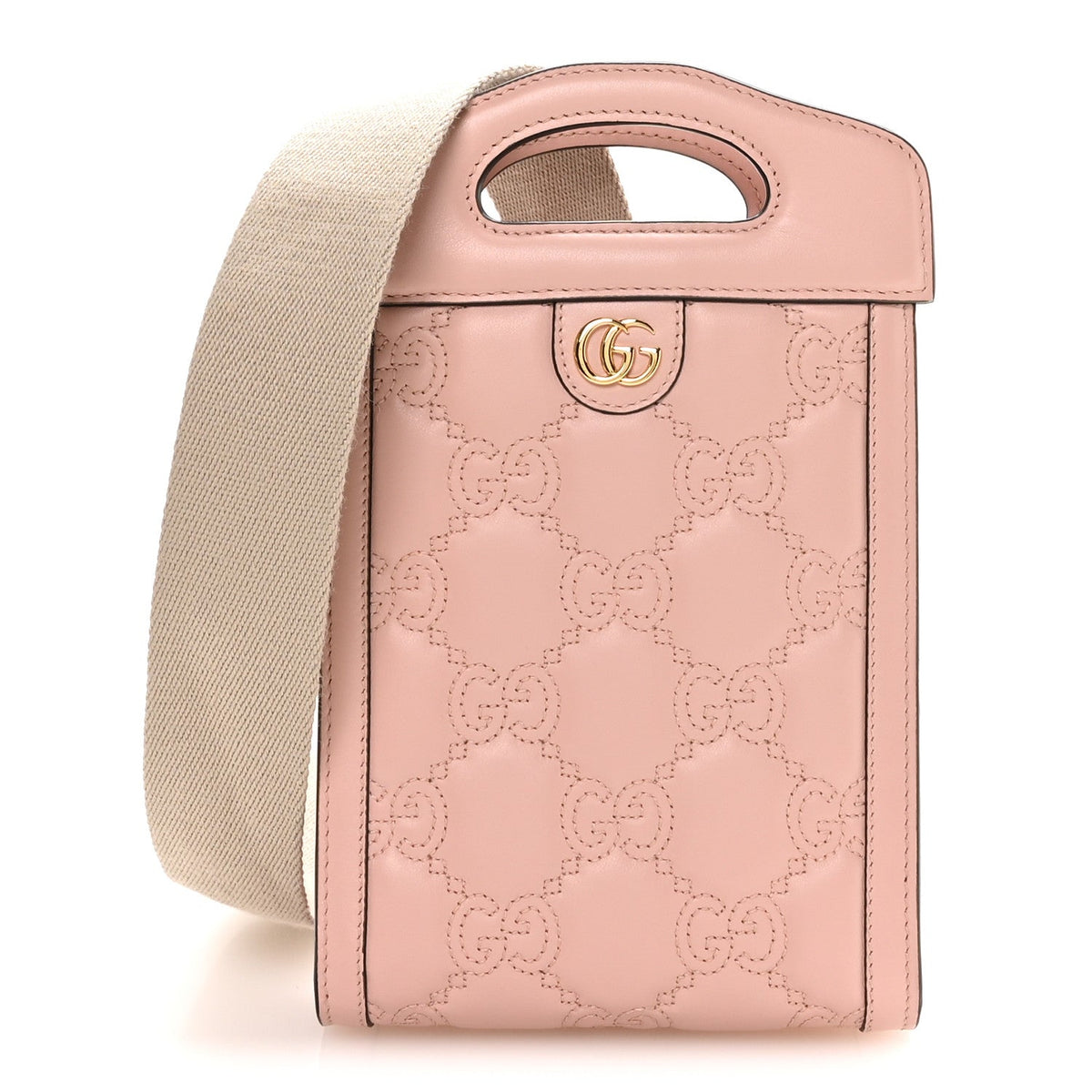 Calfskin GG Matelasse Mini Top Slip Handle Crossbody Bag Perfect Pink Natural