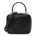 Sakai Be Green Calfskin Diagonal Stitched Blondie Top Handle Bag Black