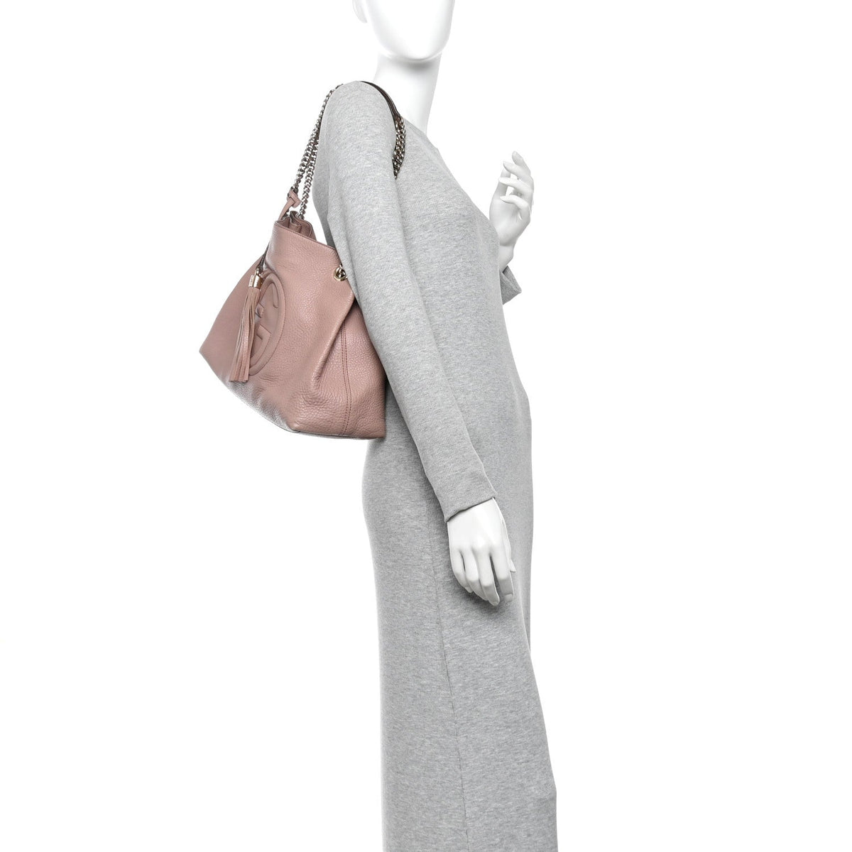 Pebbled Calfskin Medium Soho Chain Shoulder Bag Antique Rose