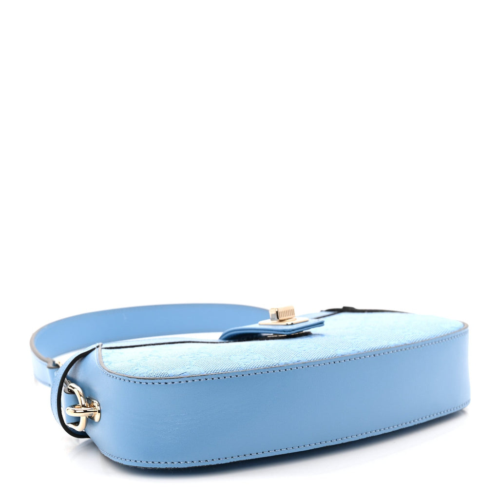 Calfskin Monogram Mini Moon Side Shoulder Bag Blue Blue Blue