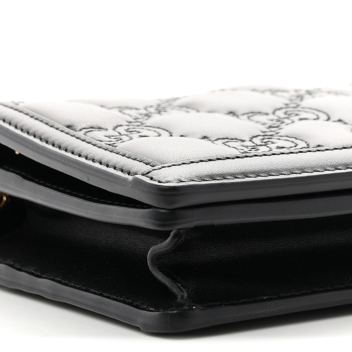 Calfskin GG Matelasse Chain Wallet Black