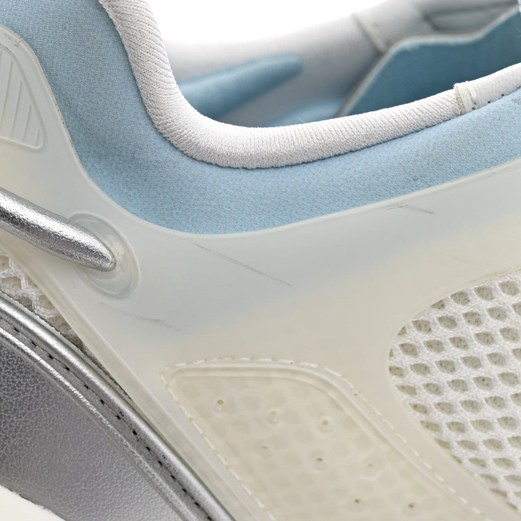 Metallic Calfskin Technical Mesh Rubber Run 55 Sneakers 36 Bleu Clair