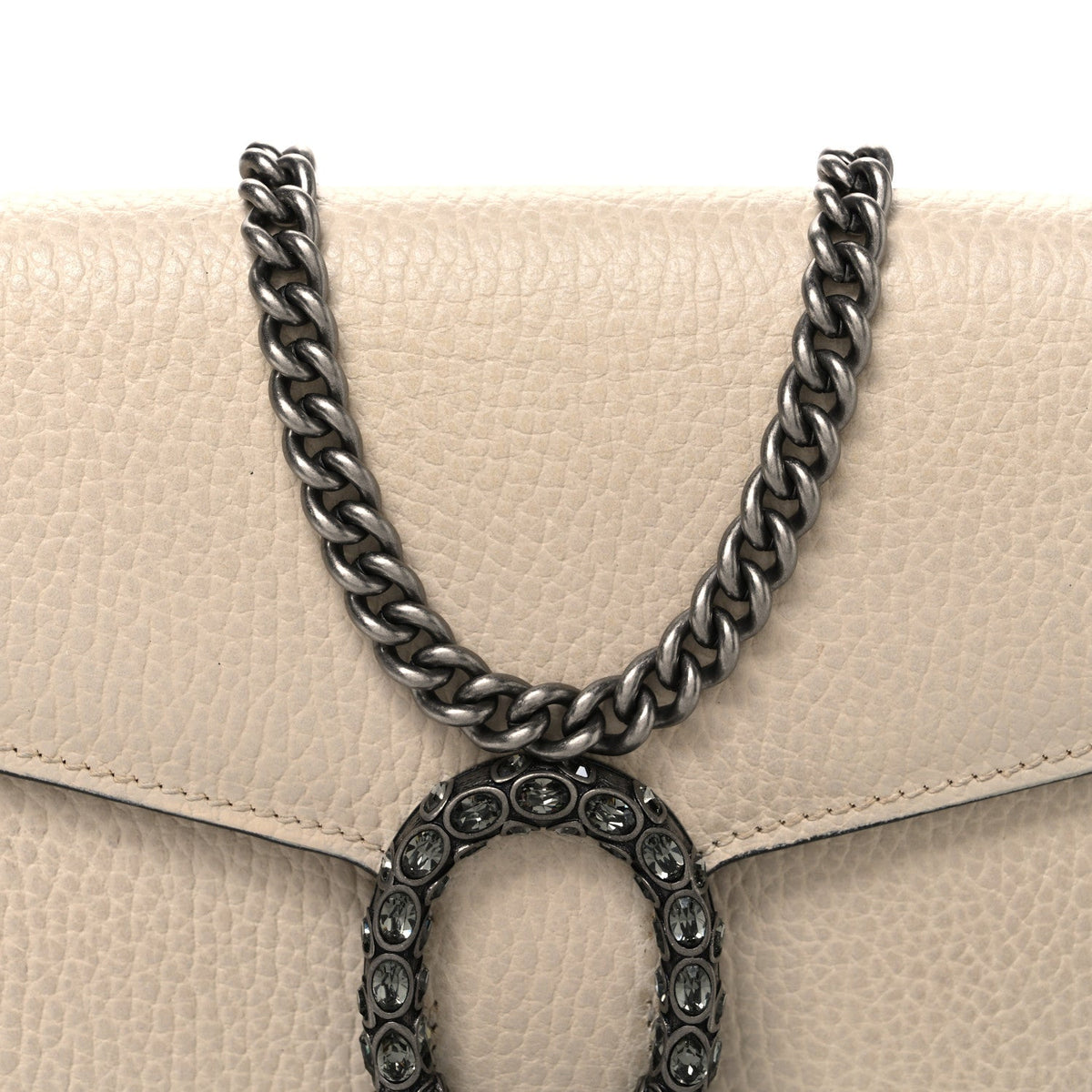 Dollar Calfskin Mini Dionysus Chain Wallet Mystic White