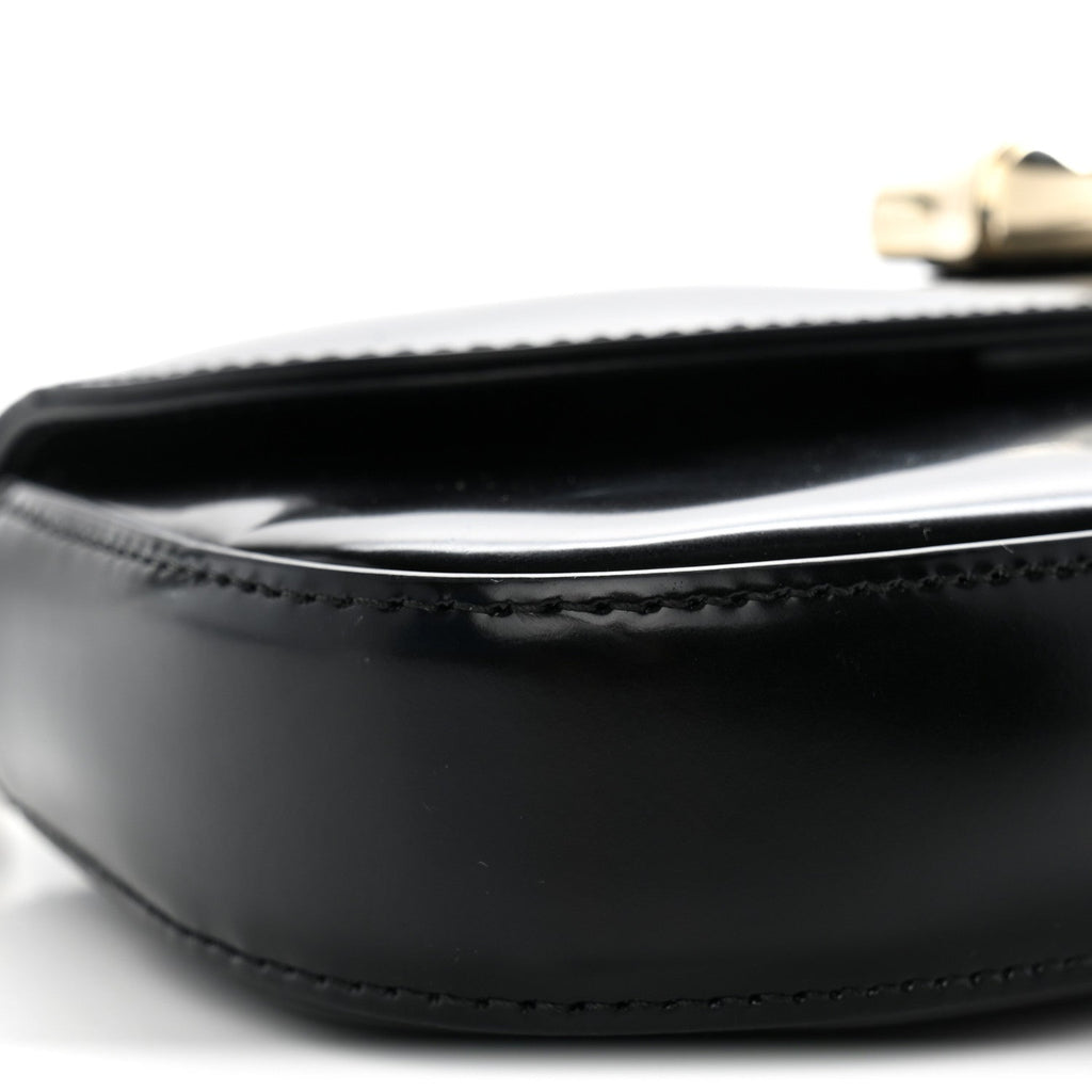 Shiny Calfskin Small Bamboo Night Bag Black