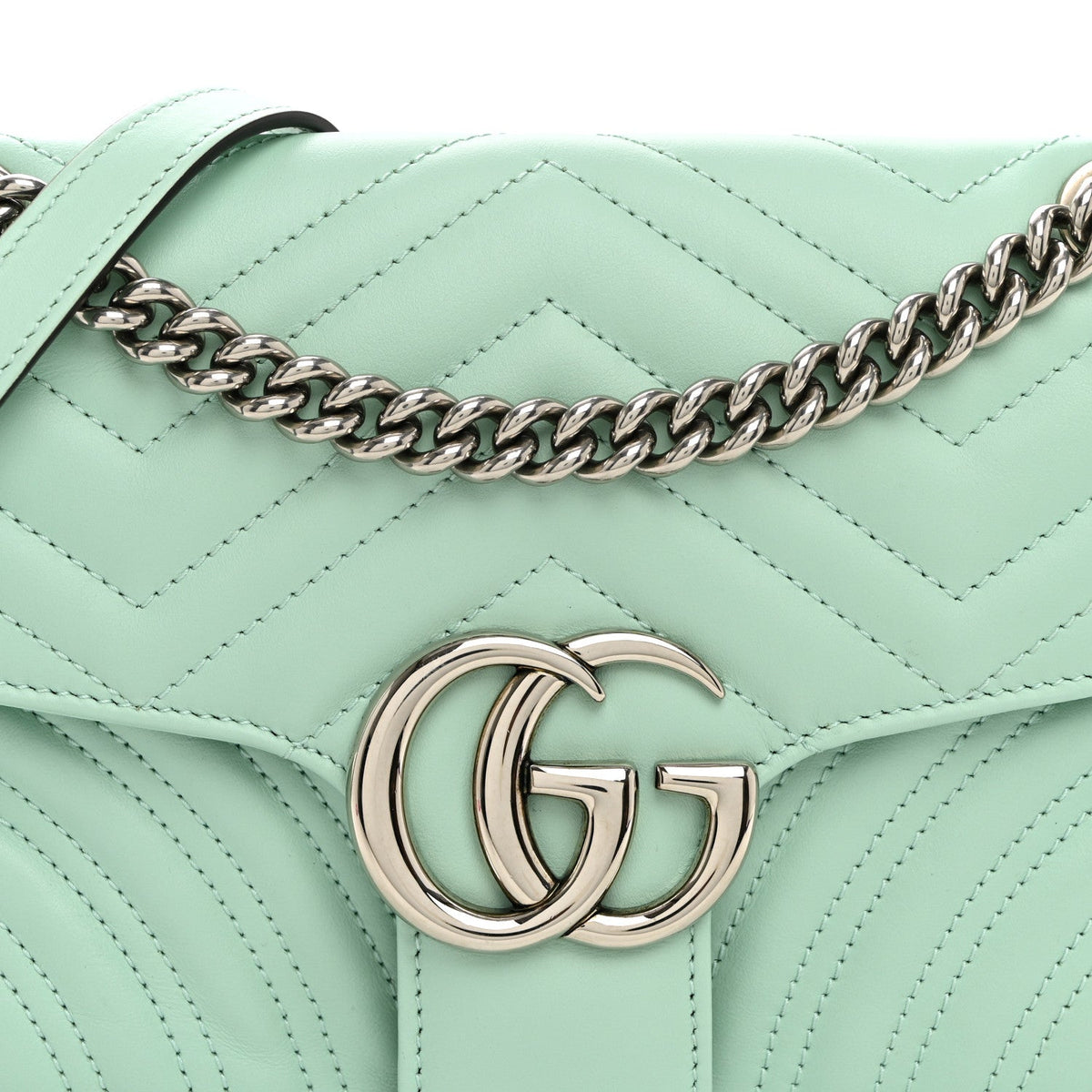 Calfskin Matelasse Small GG Marmont Shoulder Bag Water Green