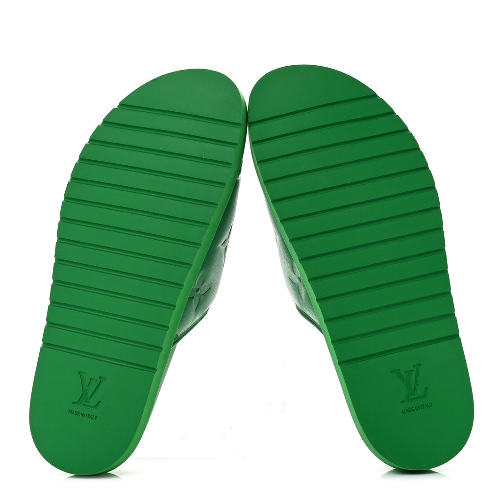 Embossed Monogram Pool Pillow Comfort Mules 9 Green