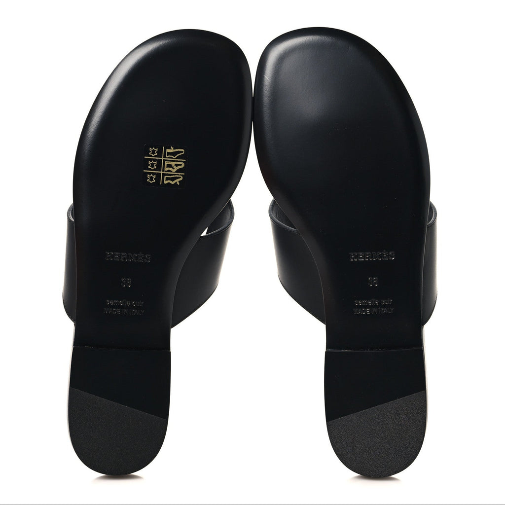 Calfskin Womens Mage Sandals 38 Black