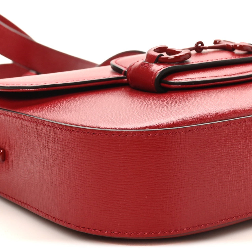 Azalea Calfskin Web Monochrome Horsebit 1955 Shoulder Bag New Cherry Red New Cherry Red