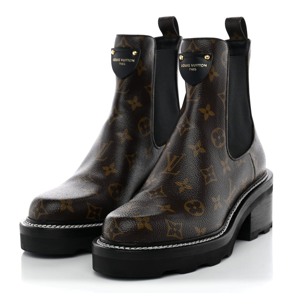Patent Monogram LV Beaubourg Ankle Boots 38.5 Black