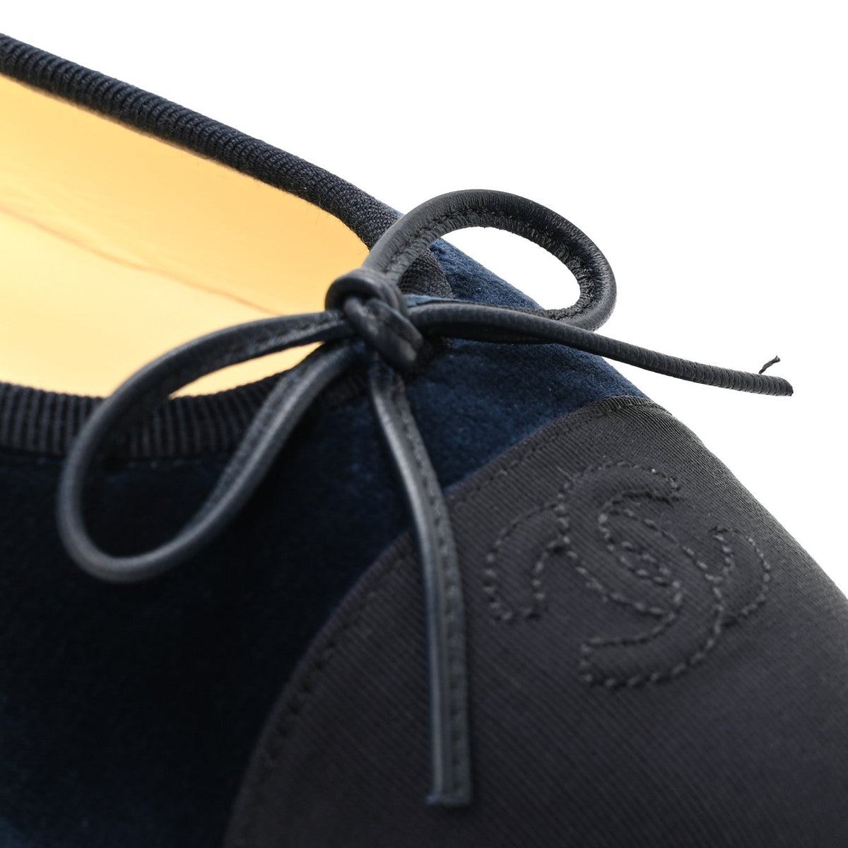 Velvet Grosgrain Cap Toe CC Ballerina Flats 37.5 Navy Black