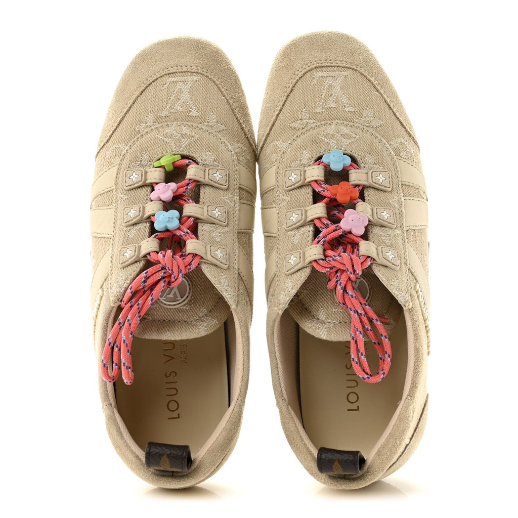 Monogram Denim LV Sneakerina 36 Greige