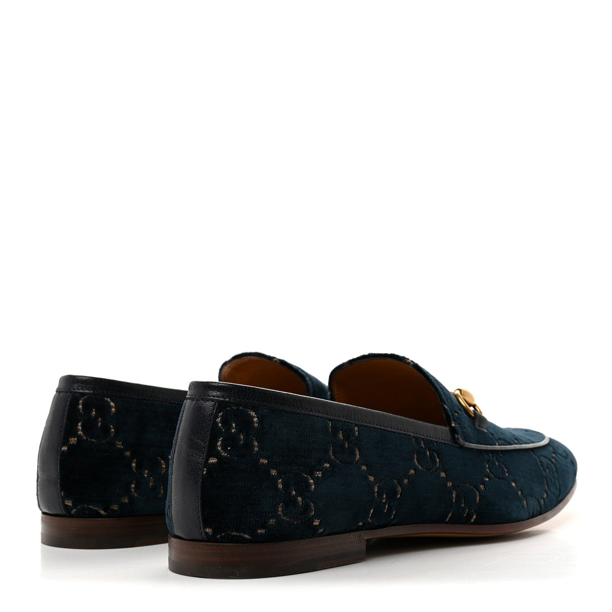 Velvet GG Monogram Horsebit Mens Jordaan Loafers 10.5 Blue Beige