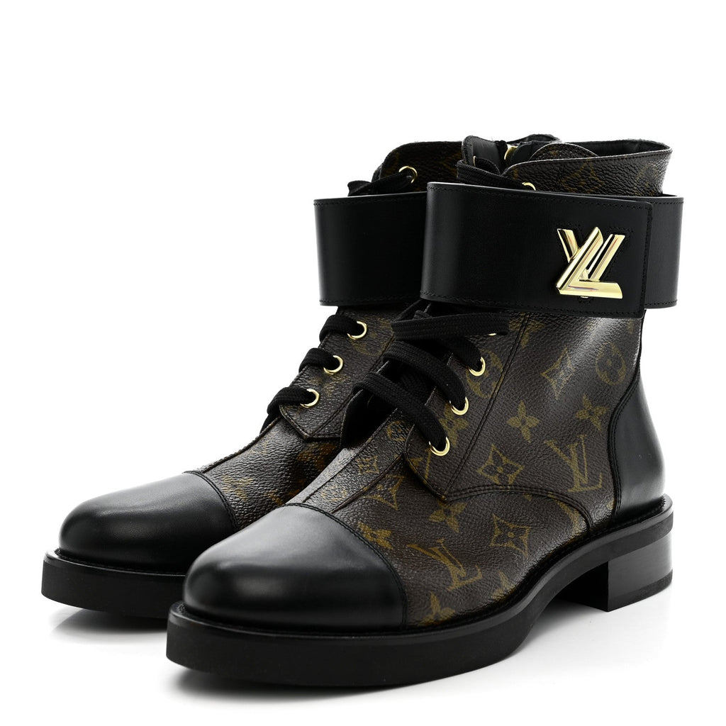 Calfskin Monogram Wonderland Flat Ranger Boots 39 Black