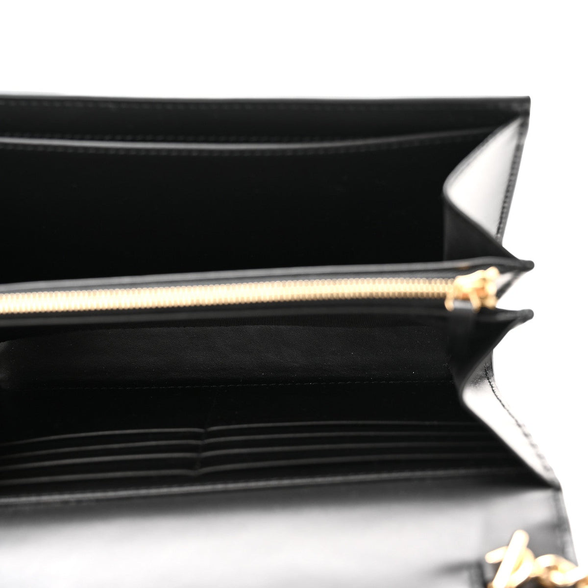 Calfskin GG Debossed Chain Wallet Black