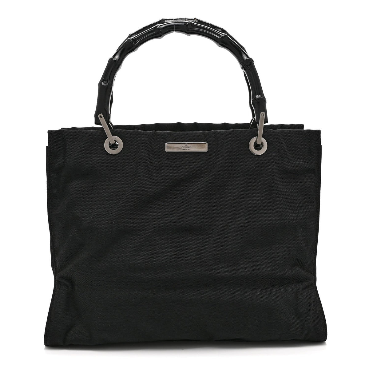 Nylon Bamboo Handle Bag Black