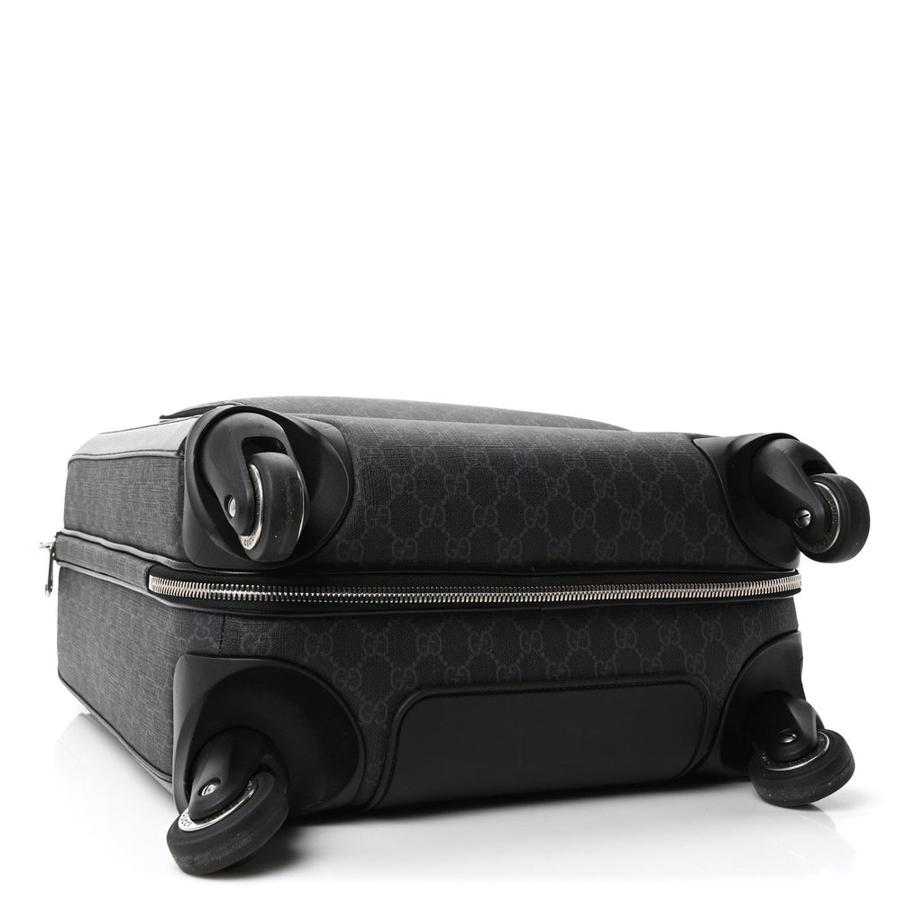 GG Supreme Monogram Four Wheel Suitcase Black Grey