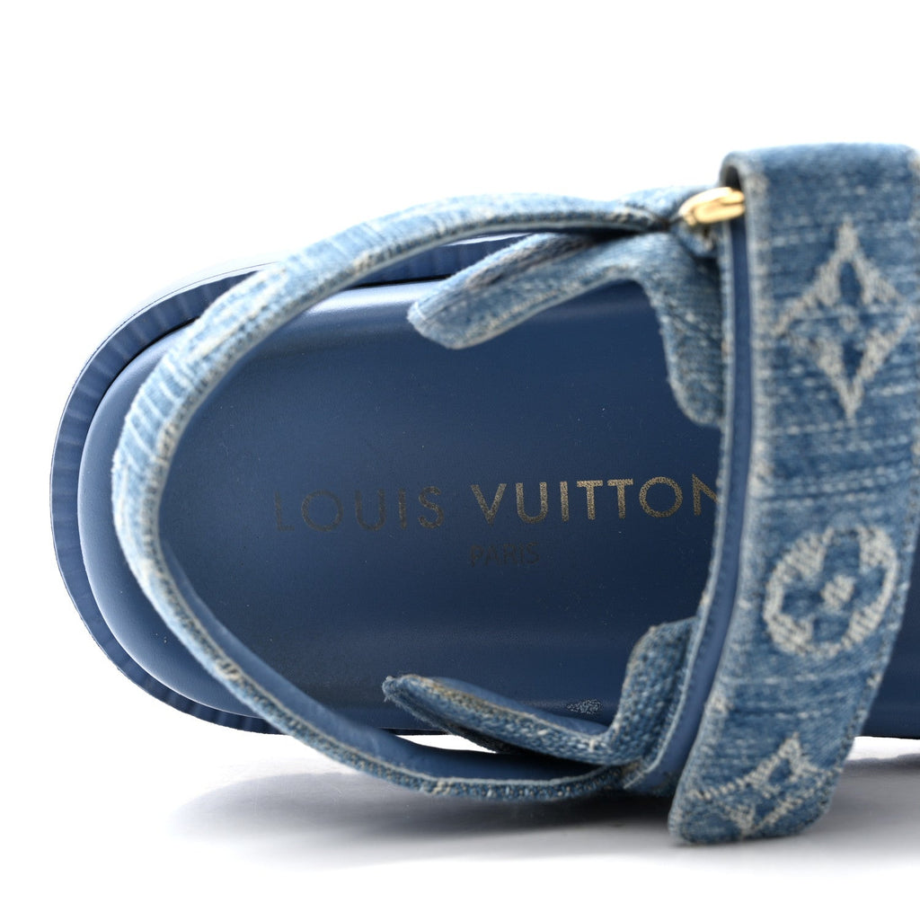 Denim Monogram LV Sunset Comfort Flat Sandals 37 Blue