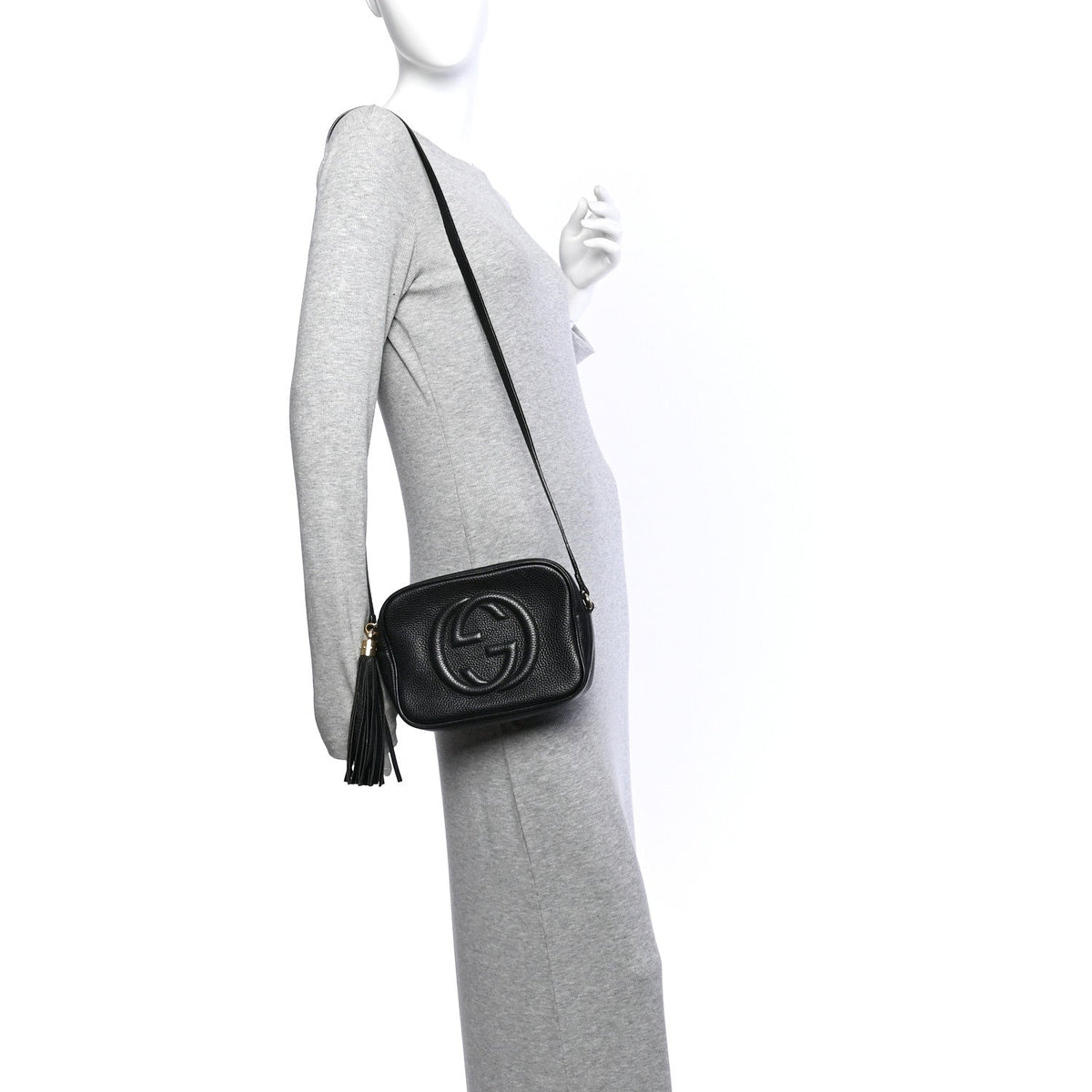 Pebbled Calfskin Small Soho Disco Bag Black