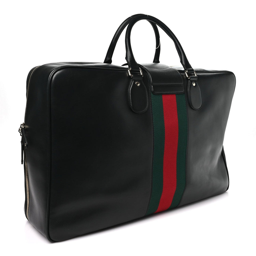 Calfskin Web Suitcase Black