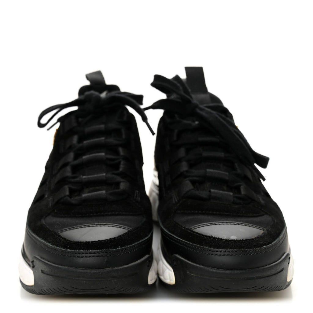 Velvet Calfskin Mixed Fibers CC Sneakers 35.5 Black