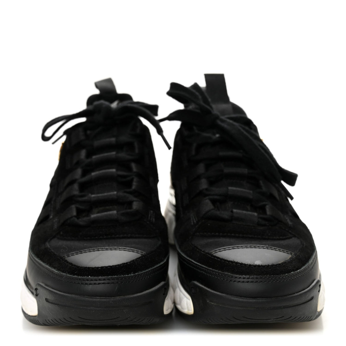 Velvet Calfskin Mixed Fibers CC Sneakers 35.5 Black