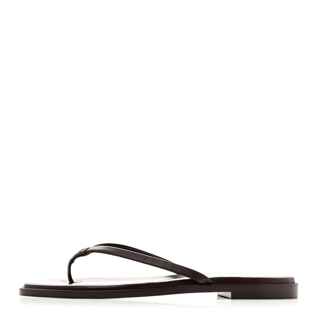 Goatskin Times Square Thong Sandals 39 Brown