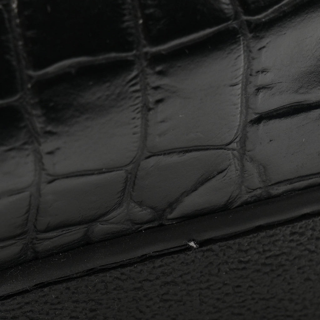 Calfskin Crocodile Embossed Frontrow Mens Sneakers 8 Black