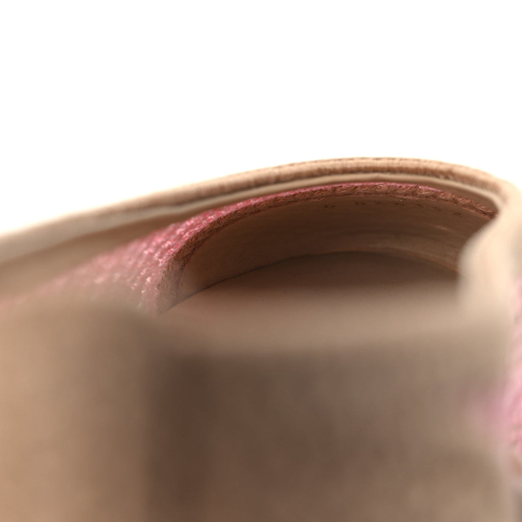 Raffia Cap Toe Ballerina Flats 40 Pink Beige