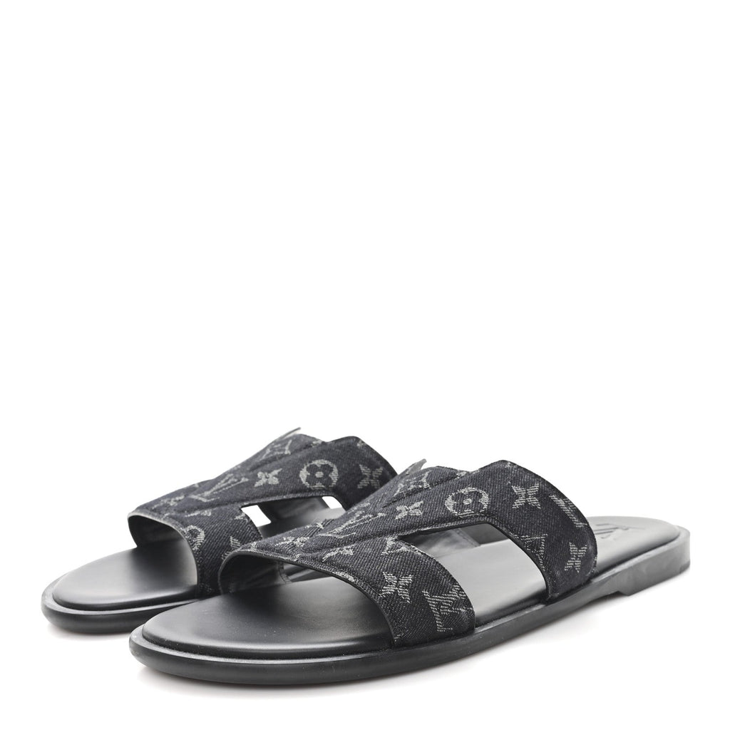 Monogram Denim Mens LV Oasis Mules 8.5 Black