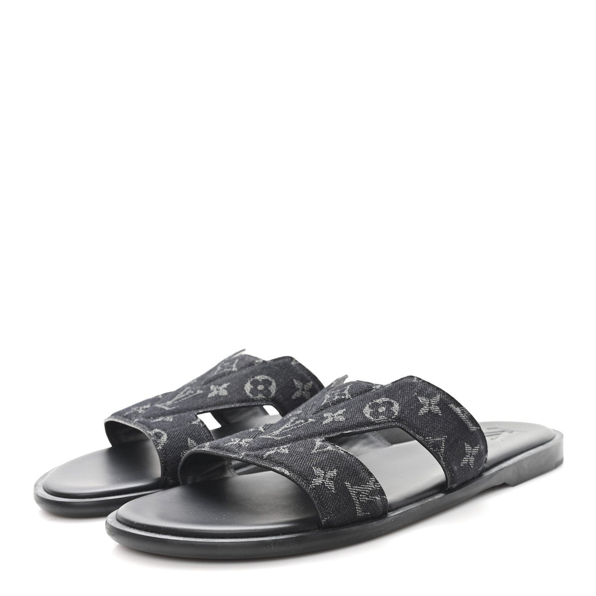 Monogram Denim Mens LV Oasis Mules 8.5 Black