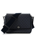Tender GG Supreme Monogram Textured Dollar Calfskin Ophidia Messenger Bag Dark Blue