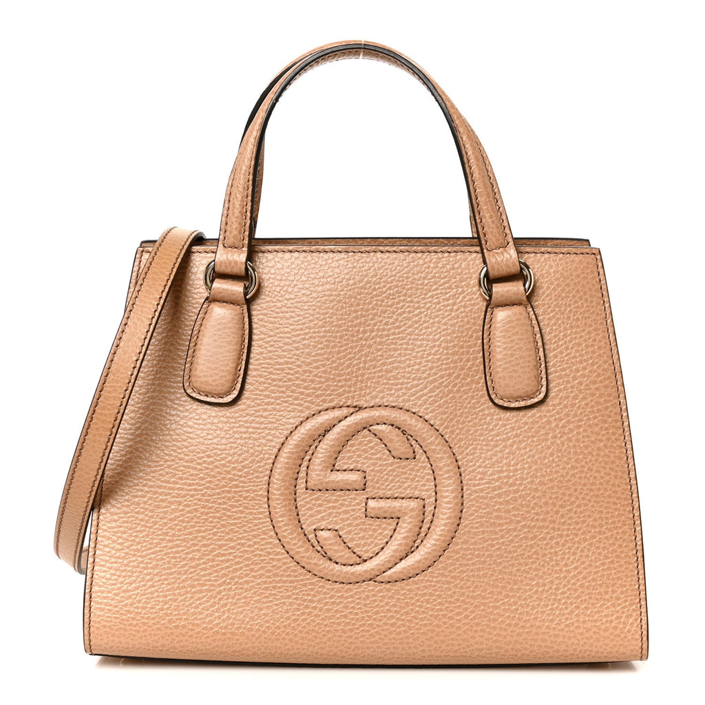 Dollar Calfskin Medium Soho Top Handle Satchel Camelia