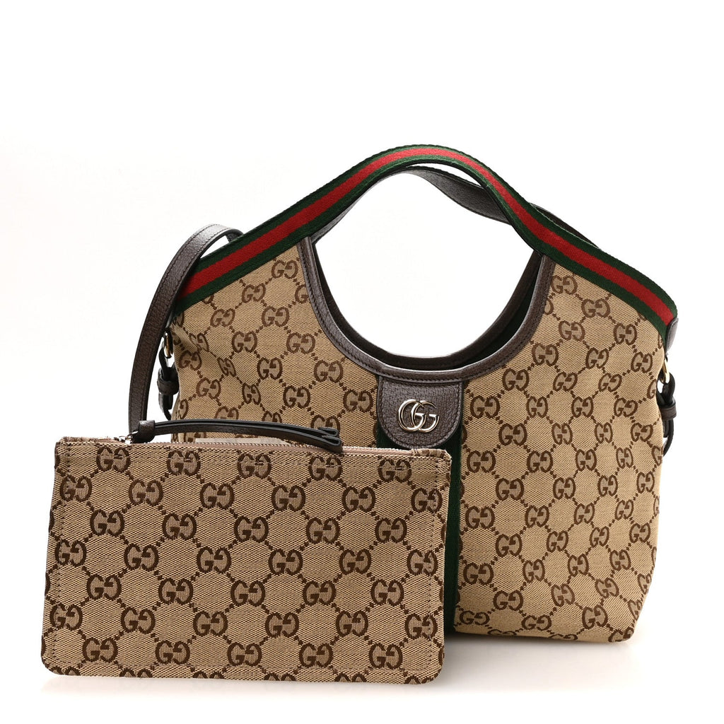 Monogram Web Small Giglio Tote Beige Dark Brown