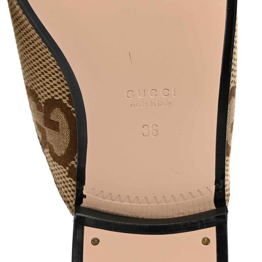 Monogram Jumbo GG Malaga Kid Womens Princetown Slippers 36 Camel Ebony New Acero Beige