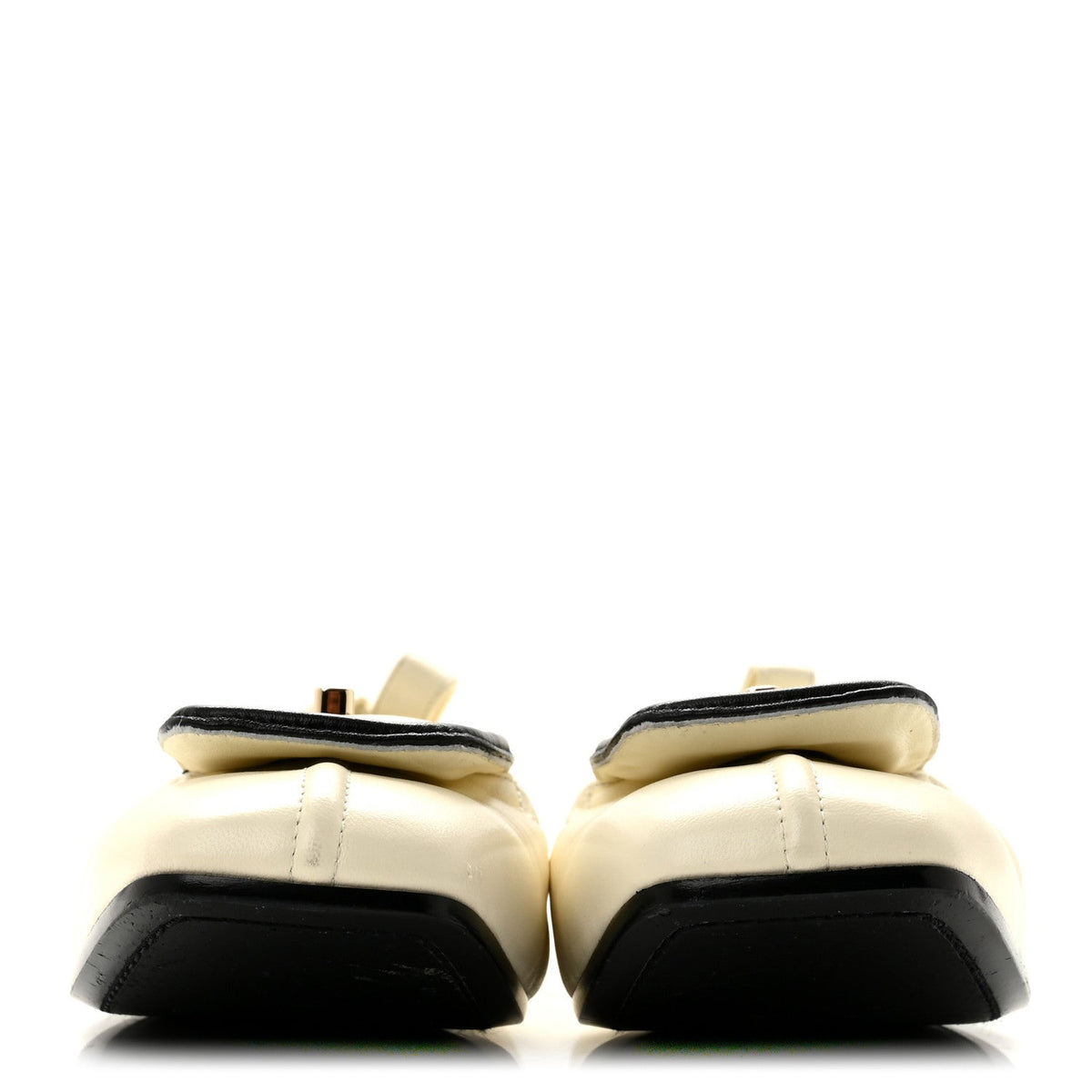 Lambskin CC Turnlock Ballerina Flats 37 Ivory Black