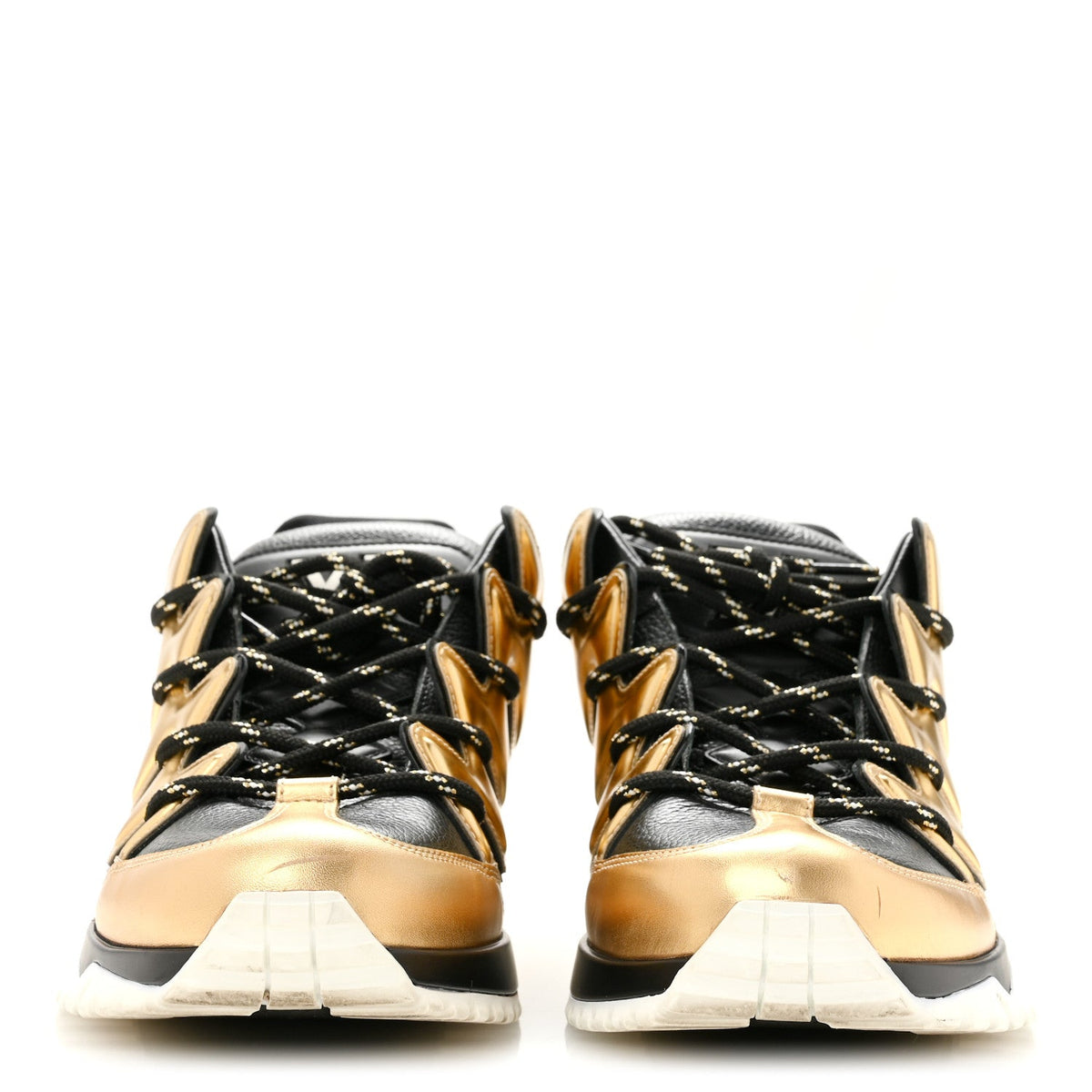 Calfskin Mens Zig Zag Sneakers 8 Black Gold