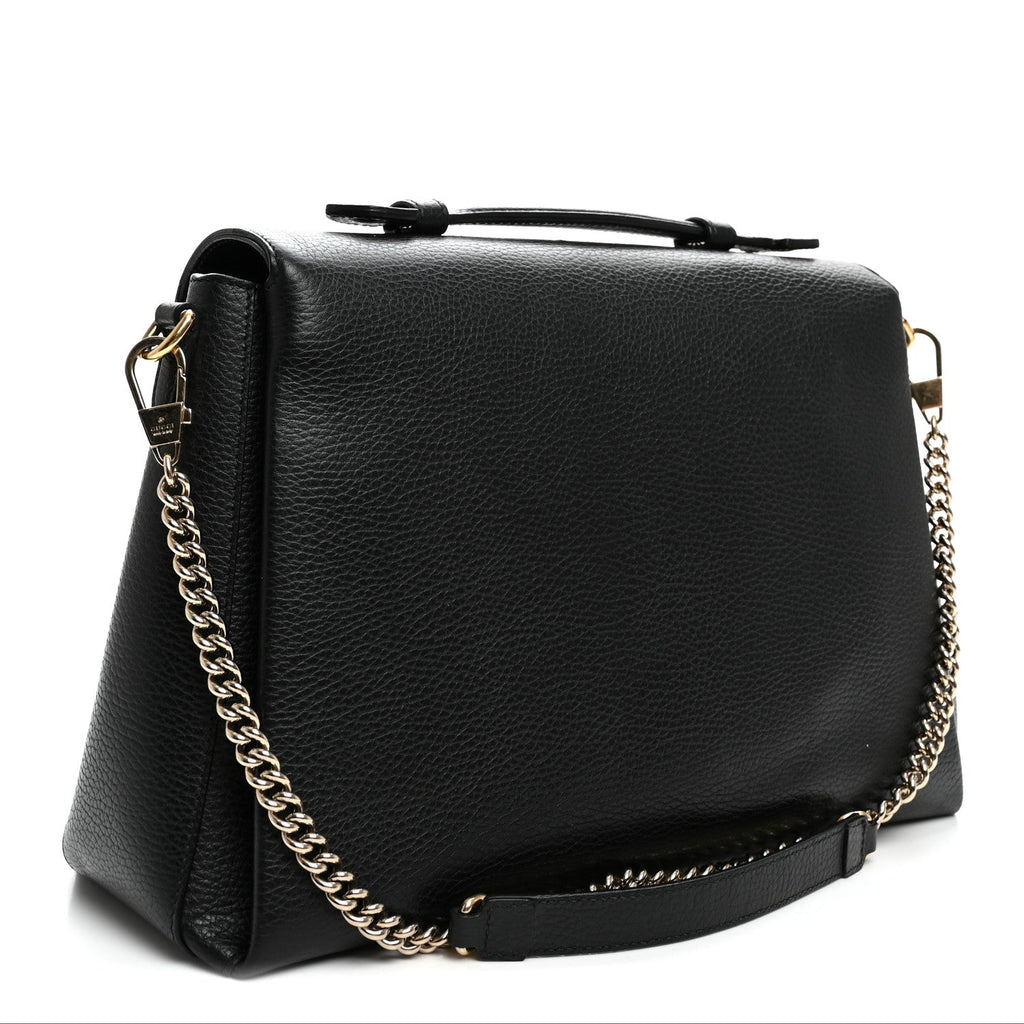 Dollar Calfskin Medium Interlocking G Top Handle Shoulder Bag Black