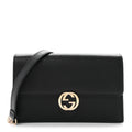 Dollar Calfskin Interlocking G Chain Wallet Black