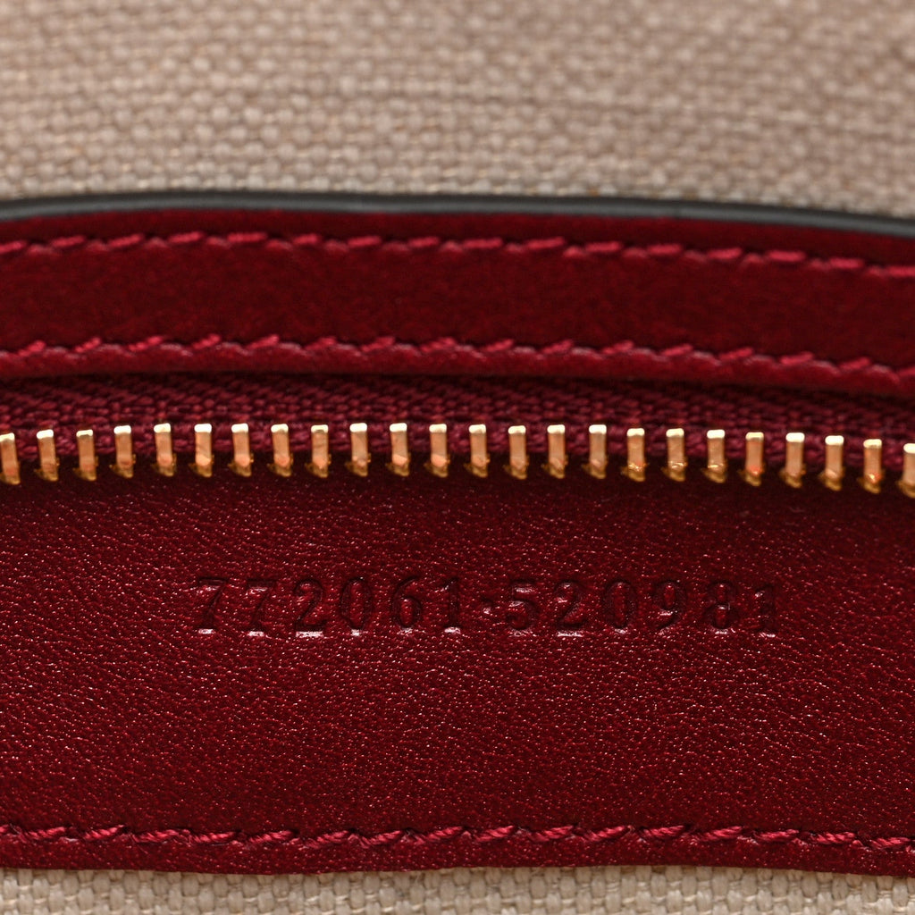 GG Monogram Textured Dollar Calfskin Web Small Ophidia Top Handle Bowler Bag Rosso Ancora