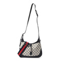 GG Supreme Monogram Textured Dollar Calfskin Web Small Jackie 1961 Hobo Beige Blue