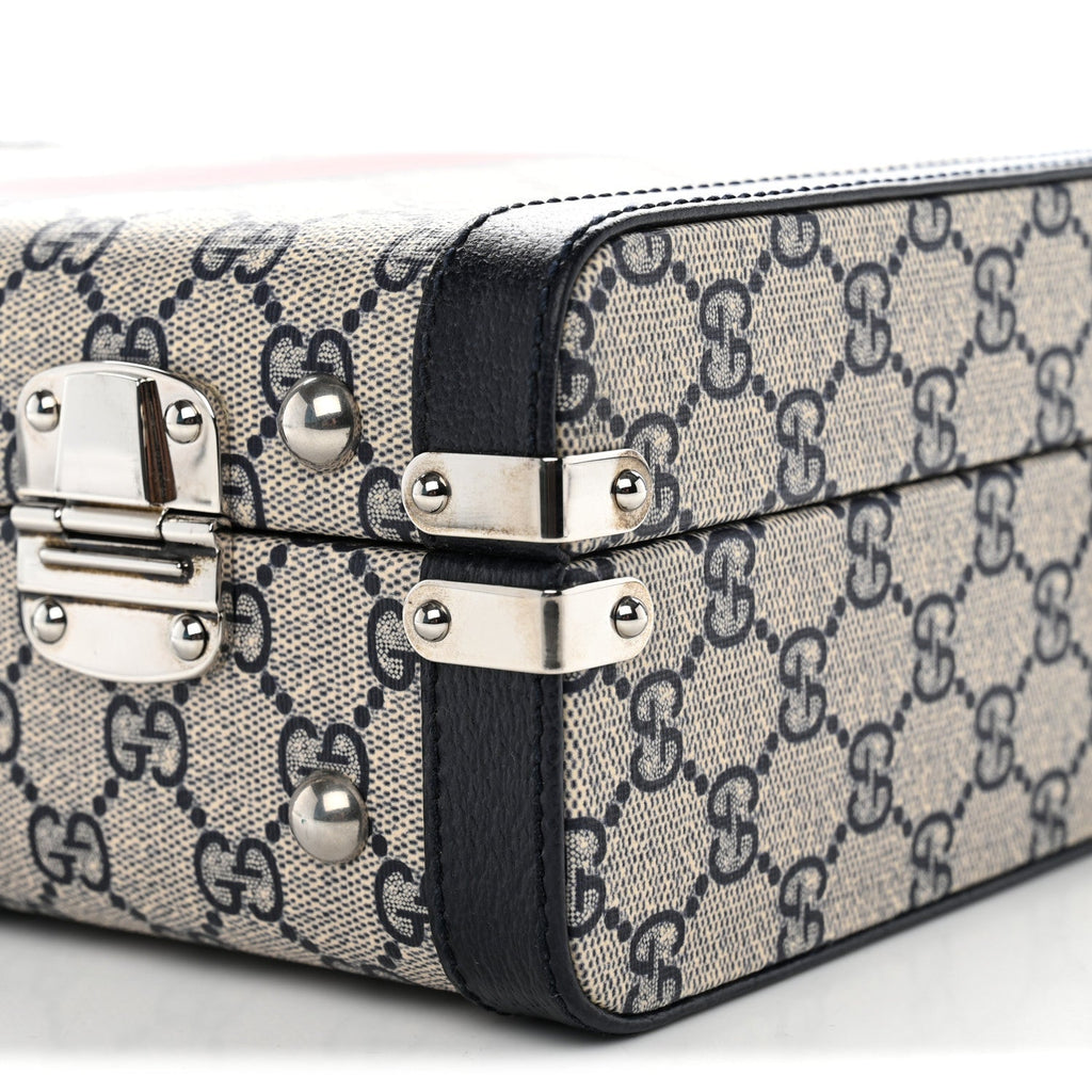 GG Supreme Monogram Web Savoy Medium Top Handle Beauty Case Beige Blue