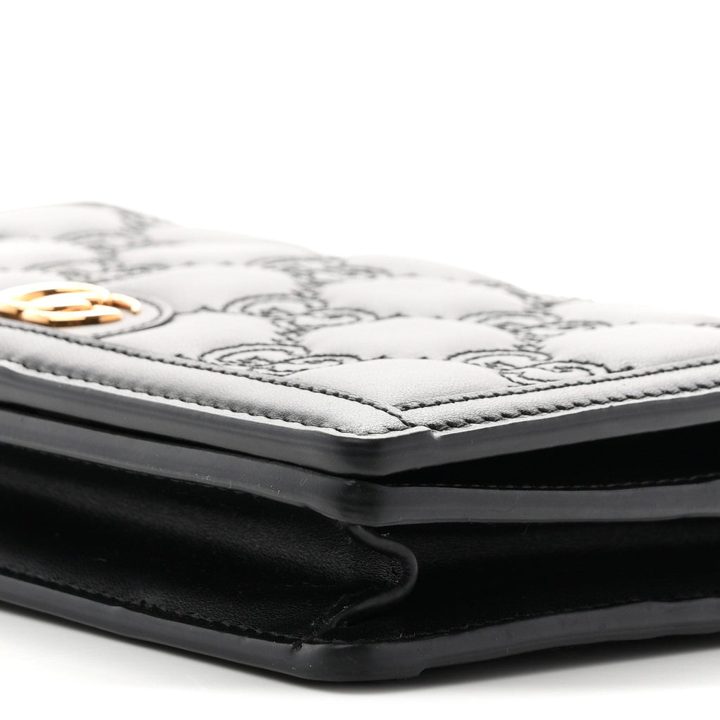 Calfskin GG Matelasse Chain Wallet Black