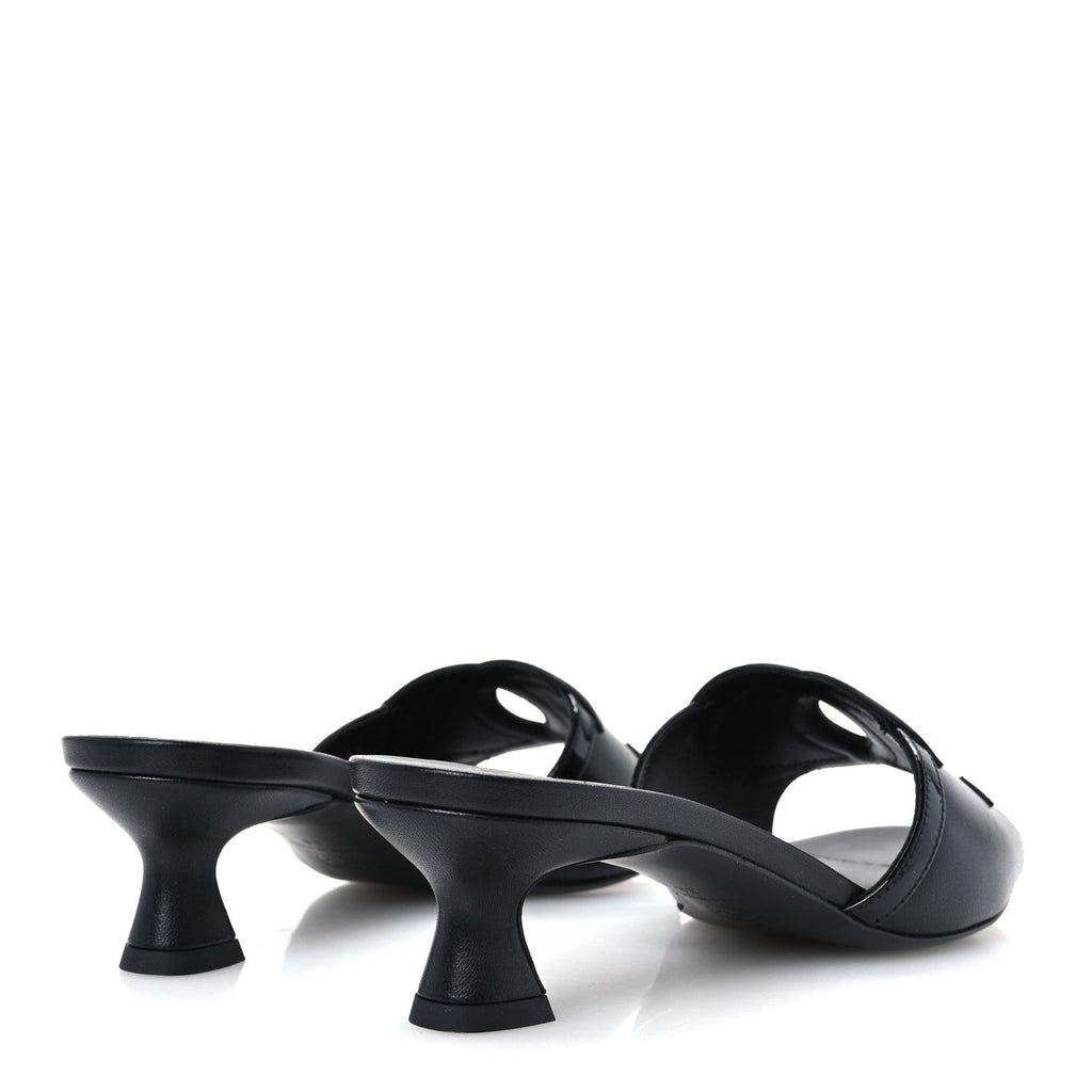 Lambskin CC Cutout Mules 38 Black
