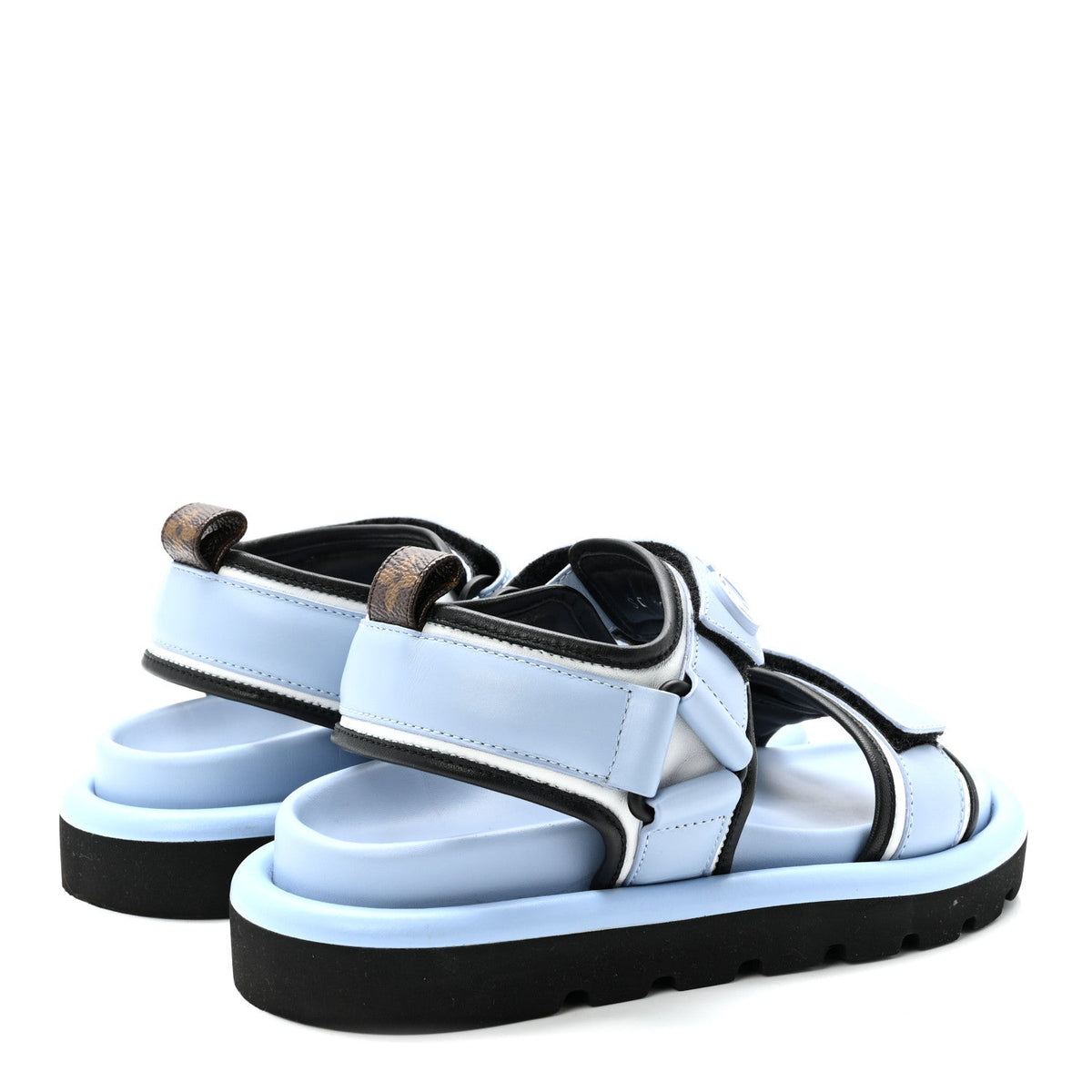 Calfskin Pool Pillow Flat Comfort Sandals 36 Blue