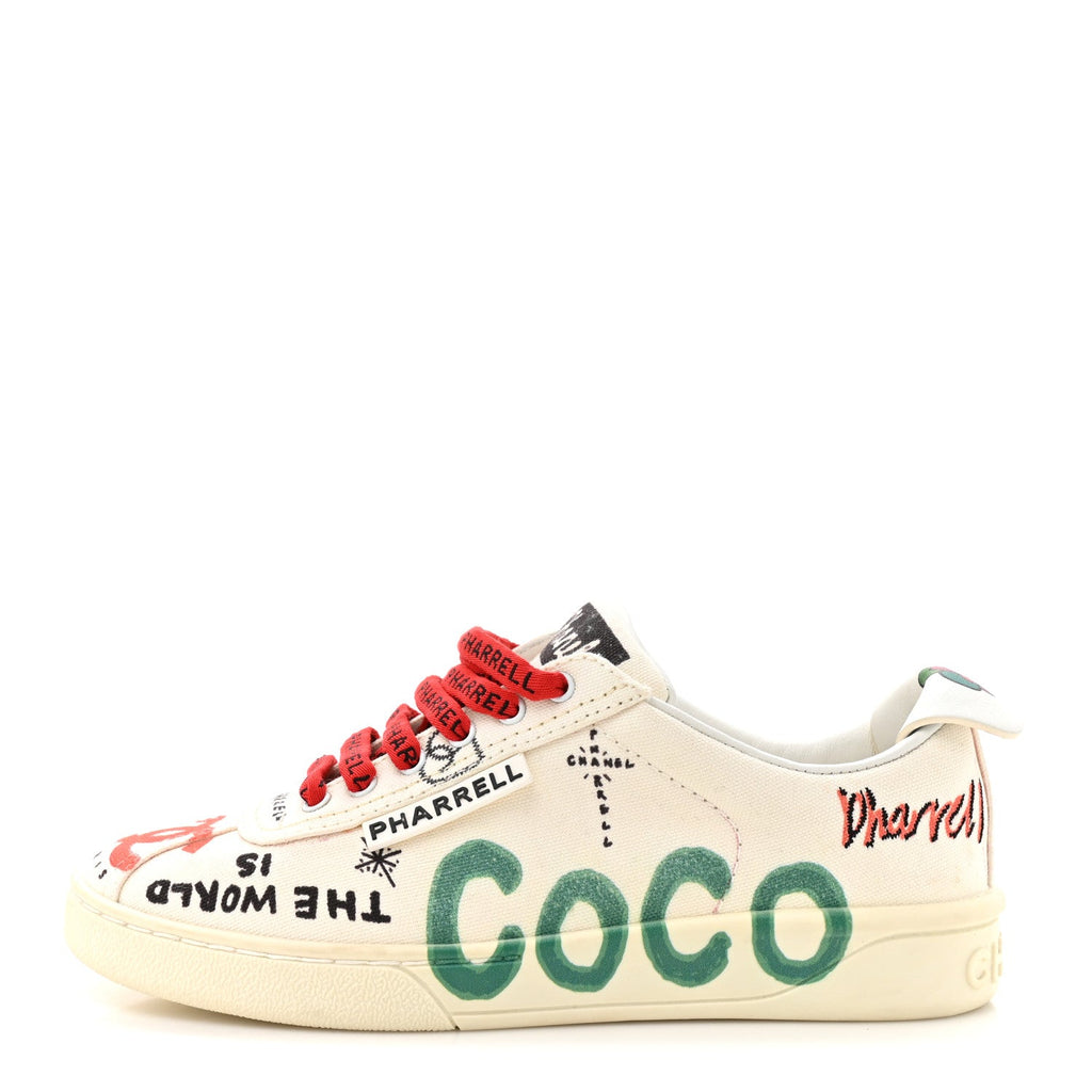 x Pharrell Williams Canvas Womens Sneakers 35 White Multicolor