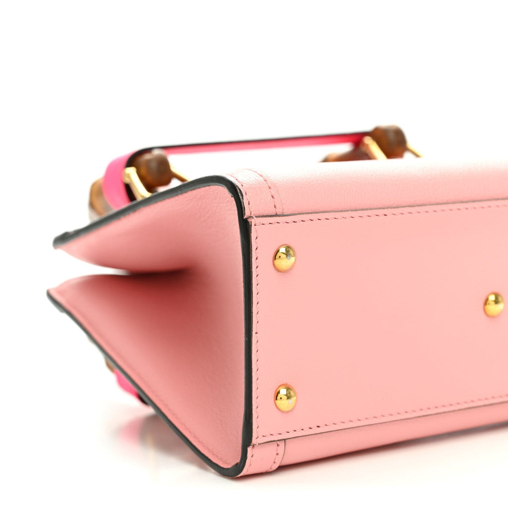 Wonka Grain Calfskin Mini Diana Tote Bag Wild Rose Fuxia Fluo