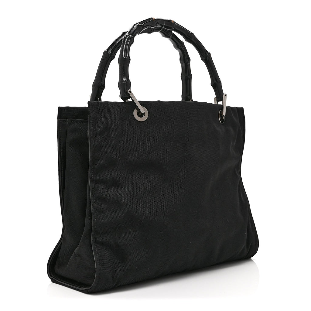 Nylon Bamboo Handle Bag Black