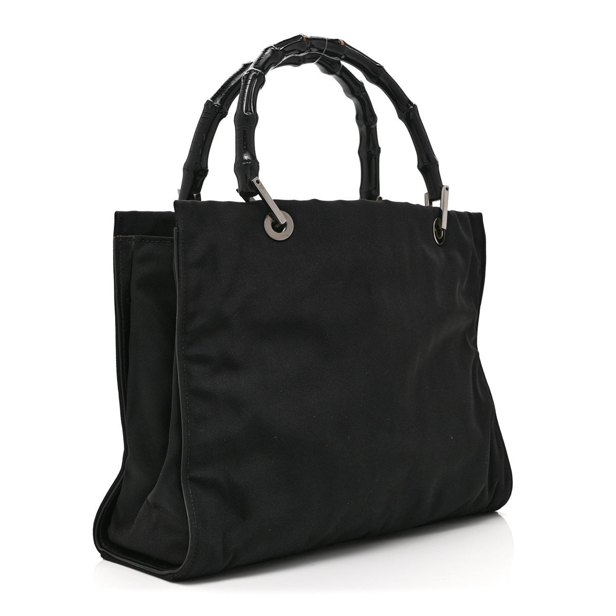 Nylon Bamboo Handle Bag Black