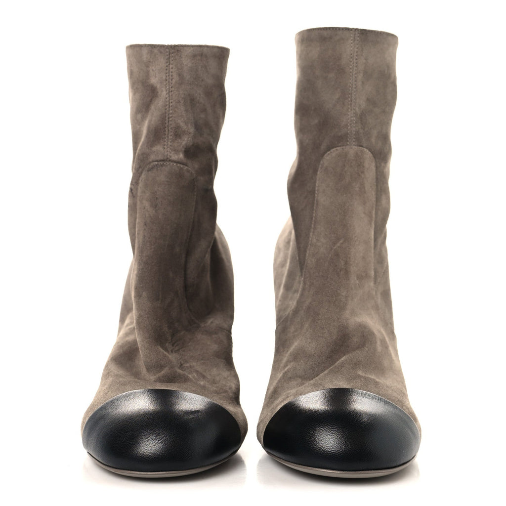 Suede Lambskin Cap Toe CC Boots 39 Beige Black