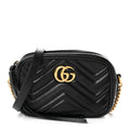 Calfskin Matelasse Mini GG Marmont Chain Shoulder Bag Black